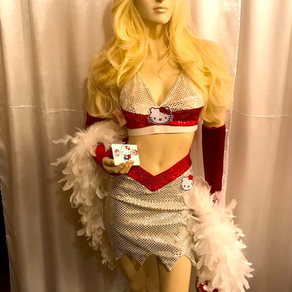 Tops - Rare 🍒vintage custom hello kitty rave outfit and earrings set❤️